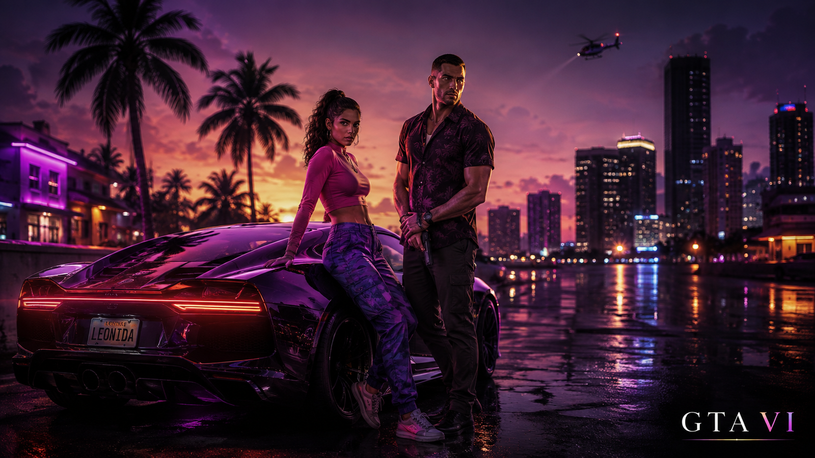 GTA VI inspired Vice City sunset scene